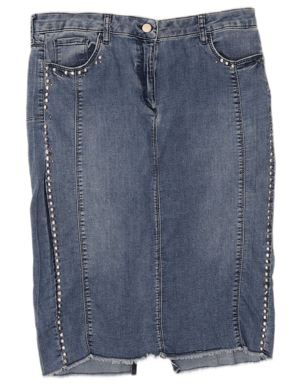 Gonna in denim da donna Fiorella Rubino UK 12 media W34 cotone blu