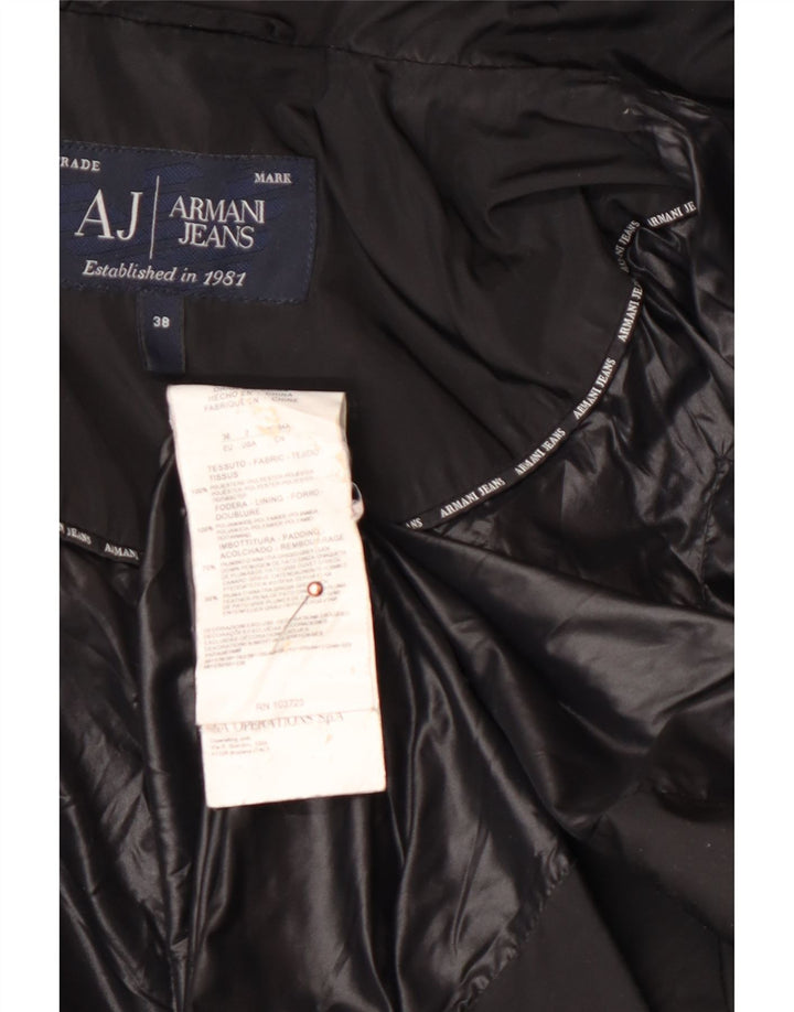 ARMANI JEANS Cappotto imbottito oversize con cappuccio da donna IT 38 XS Poliestere nero