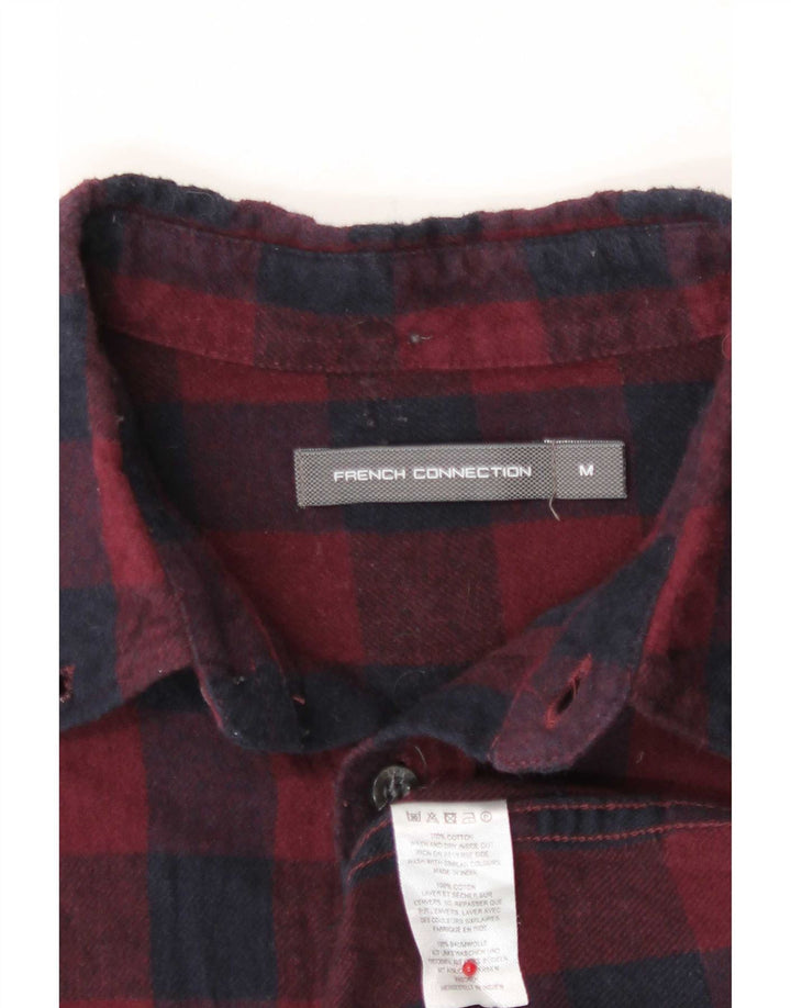 Camicia da uomo in flanella di French Connection, cotone a quadretti bordeaux medio