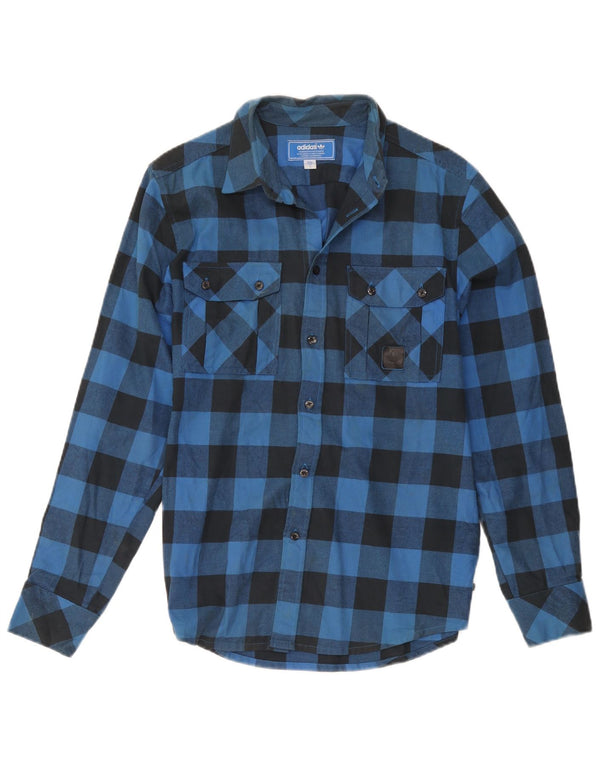 Camicia in flanella da uomo Adidas piccola in cotone a quadretti blu
