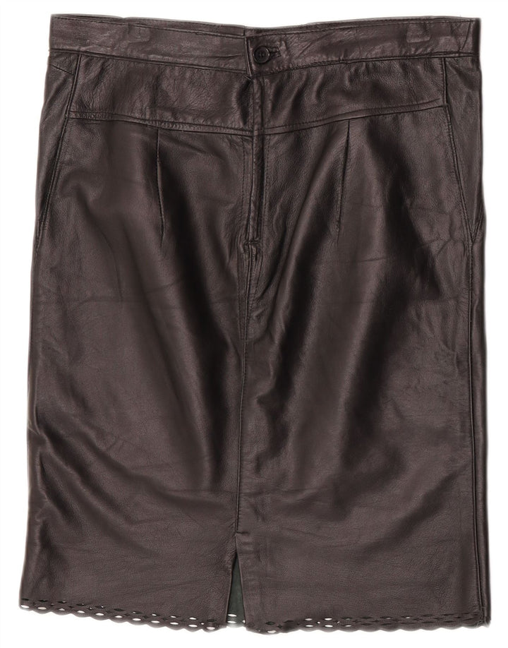 Gonna in pelle vintage da donna W31 media nera
