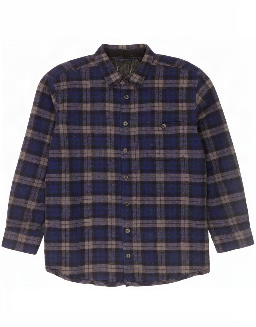 Camicia vintage da uomo in flanella da boscaiolo in cotone Chevron medio blu navy