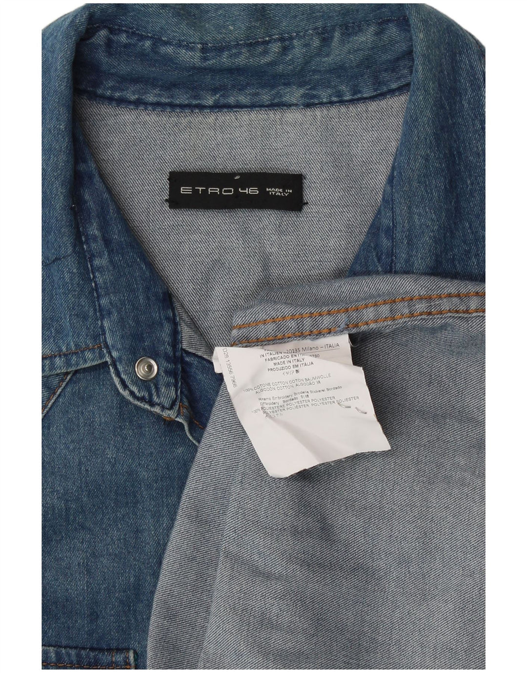 Camicia in Denim Oversize da Donna Etro IT 46 Large Blu Floreale in Cotone