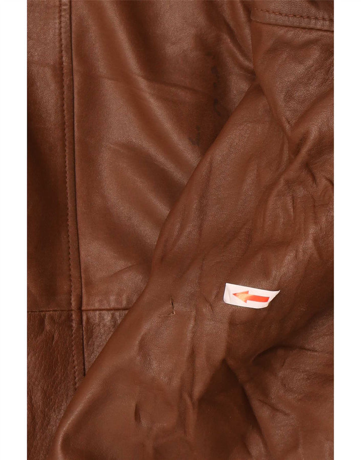 Cappotto in pelle vintage da donna IT 50 XL Marrone
