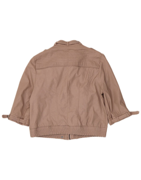 Giacca militare in ecopelle con maniche a 3/4 da donna Zara UK 18 XL Rosa