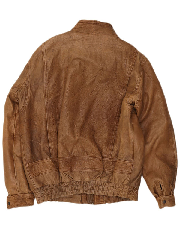 Giacca in pelle vintage da uomo IT 48 Marrone medio