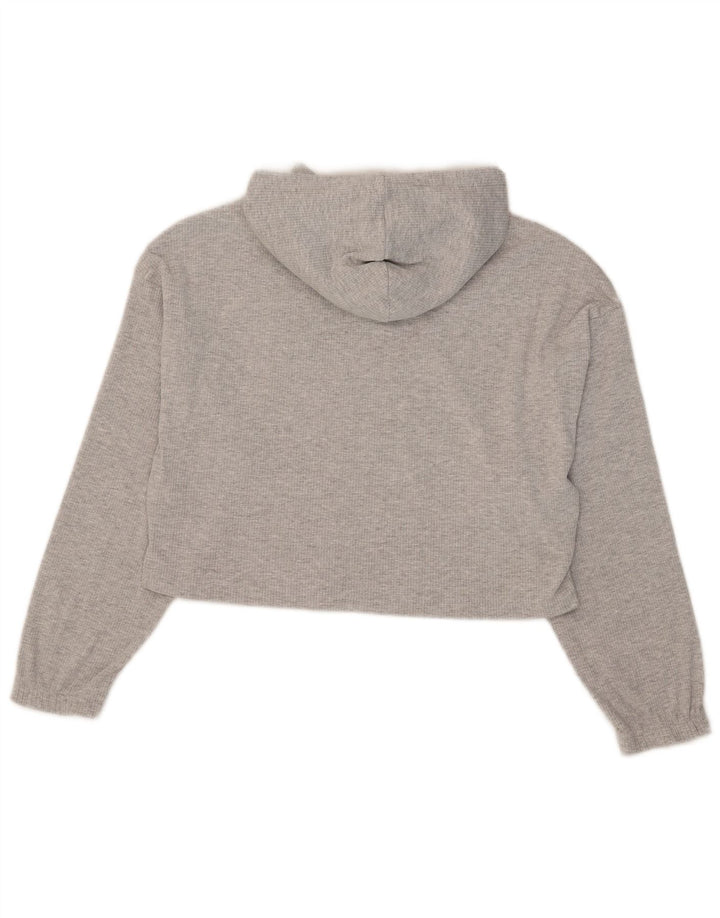 Felpa con cappuccio oversize corta da donna Puma UK 14 Cotone grigio medio
