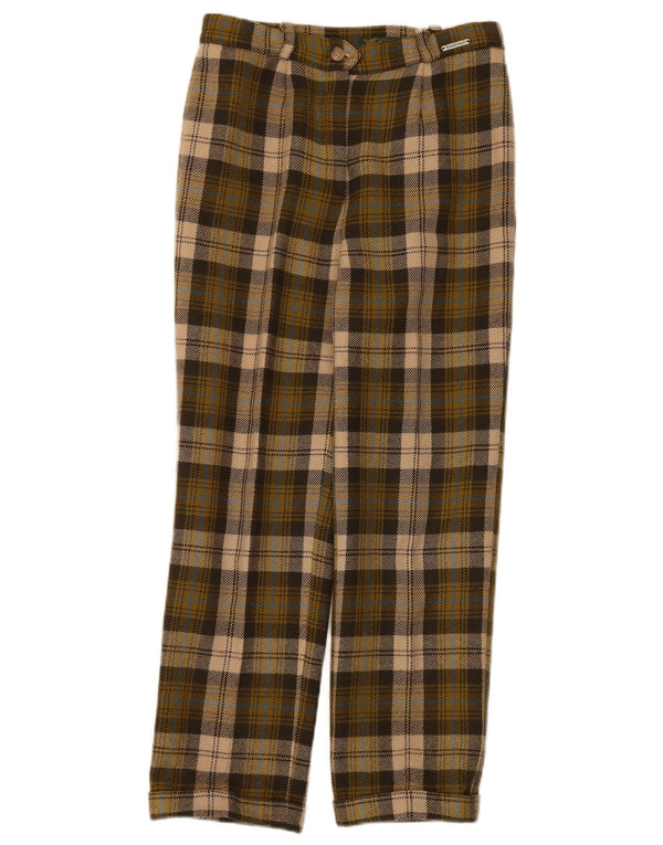 Pantaloni da abito dritti da donna Tyroland W28 L27 scozzese kaki
