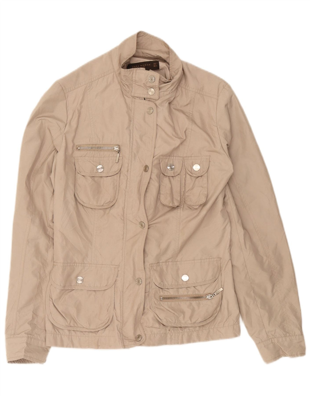 Giacca utility da donna Zara UK 14 grande cotone beige