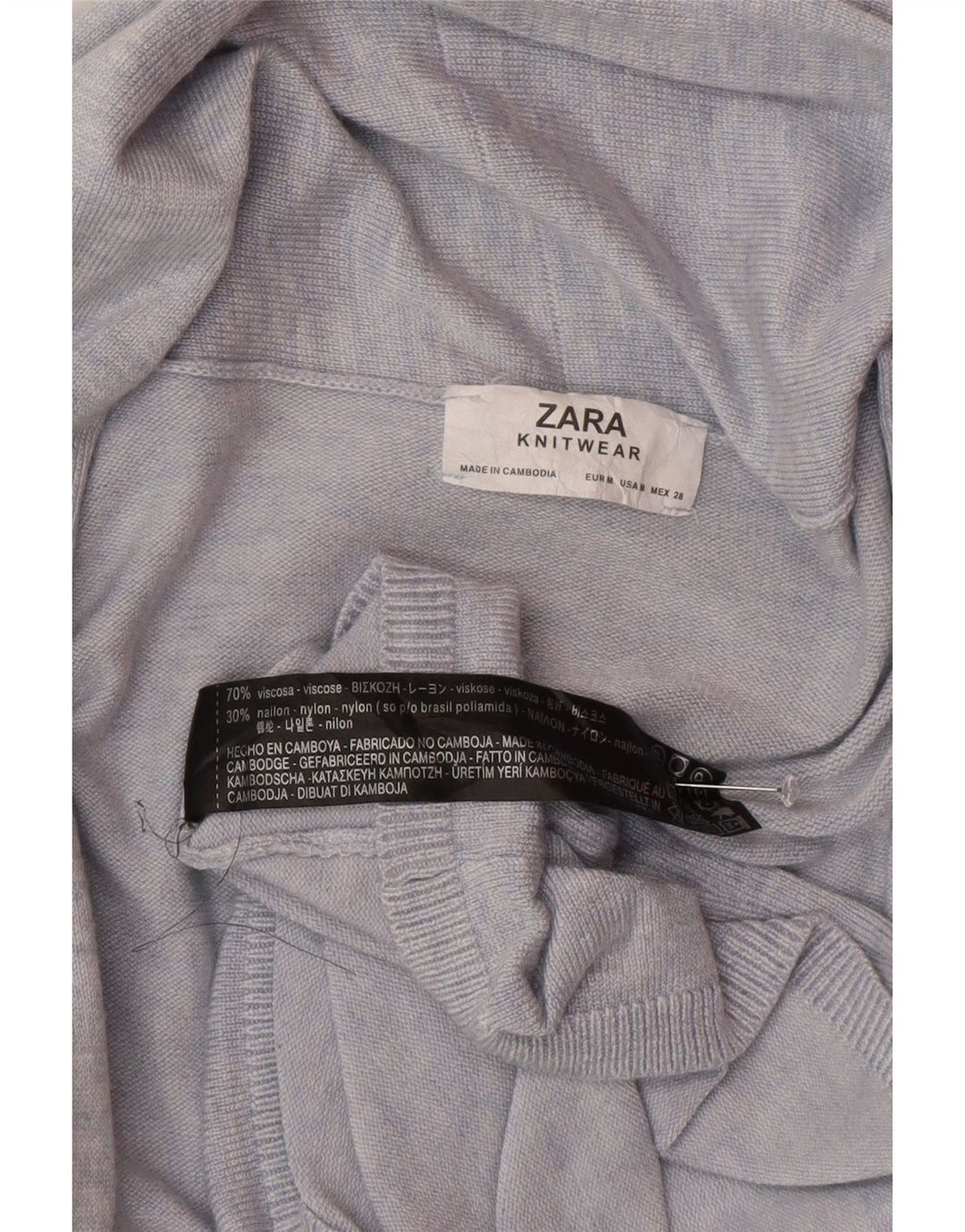 Maglione cardigan lungo da donna Zara UK 14 Viscosa blu medio