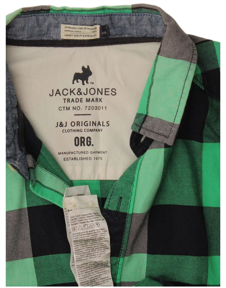 Camicia da uomo in flanella Jack & Jones a quadri piccoli in cotone verde