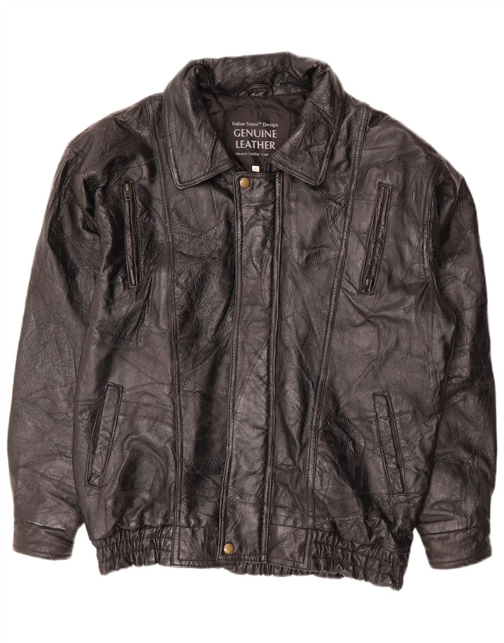 VINTAGE Mens Leather Jacket UK 40 Large Black Leather