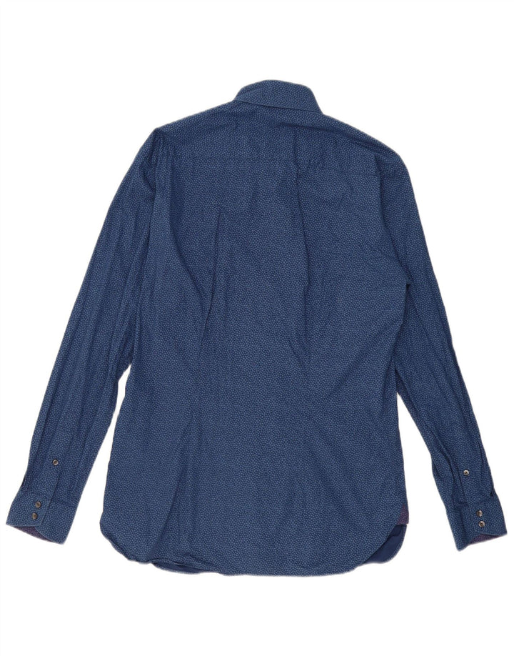 Ted Baker Camicia da uomo con motivo astratto taglia 15 1/2 medio blu navy