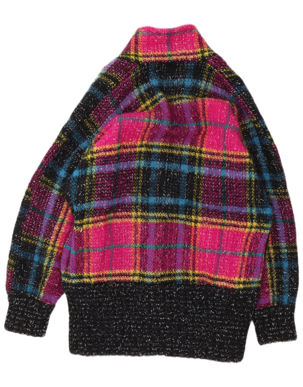 Maglione cardigan lungo da donna Carthago UK 16 grande plaid multicolore