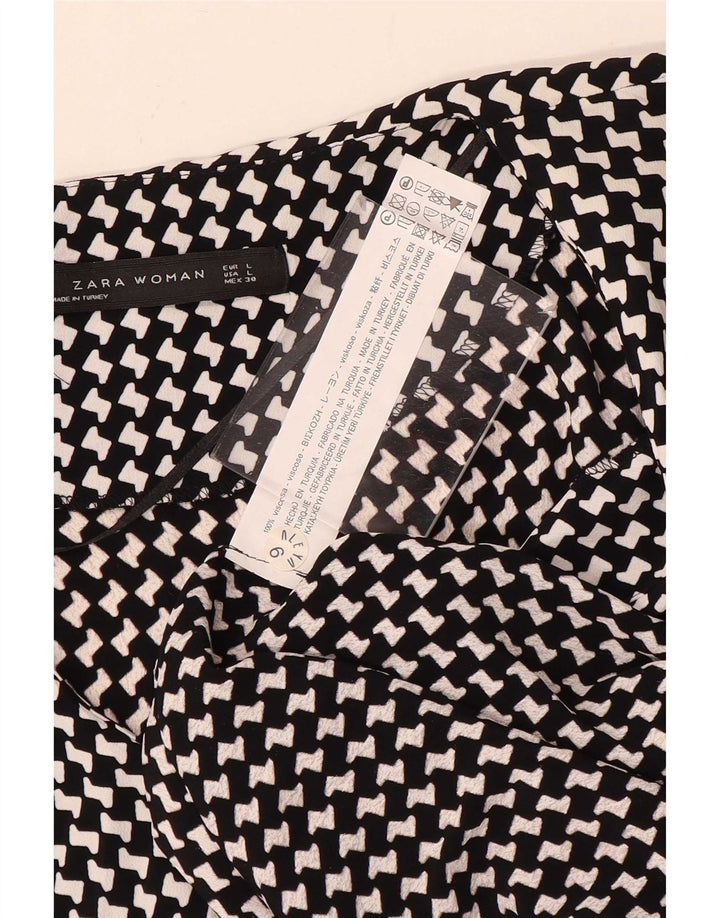 Top Zara da donna con maniche a 3/4, taglia UK 16, viscosa pied de poule nera grande