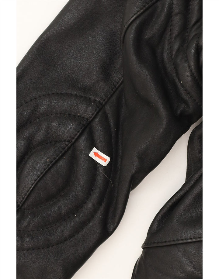 Giacca da motociclista in pelle da uomo vintage EU 48 in pelle nera media