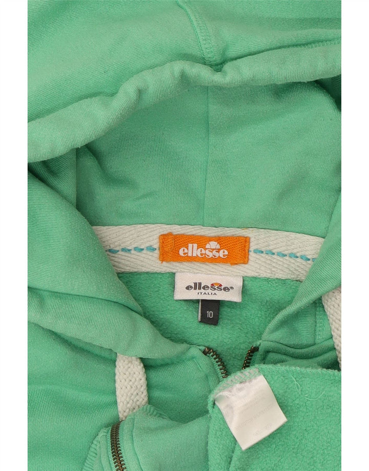 ELLESSE Maglione con cappuccio e zip da donna UK 10 Piccolo cotone verde