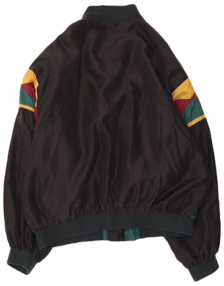 JEAN LEGALLI Giubbotto bomber da uomo UK 42 XL Seta color block verde