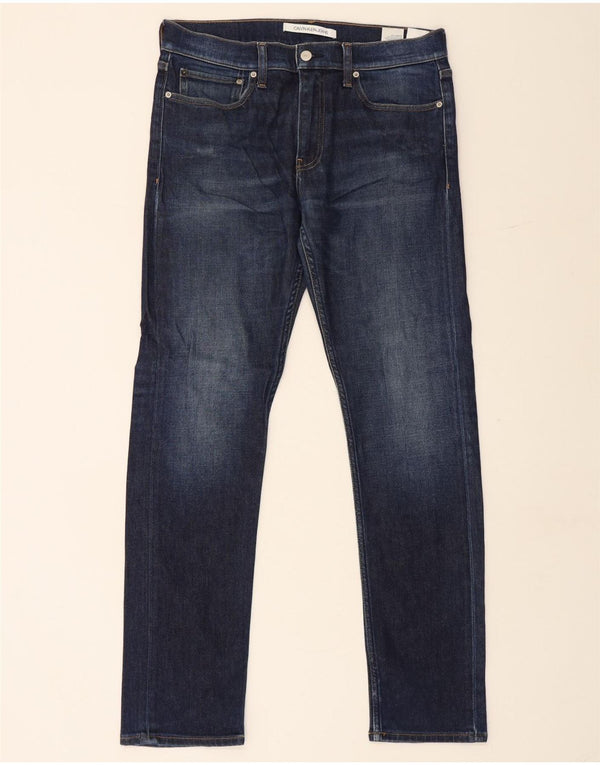 Jeans slim da uomo Calvin Klein W32 L32 cotone blu navy