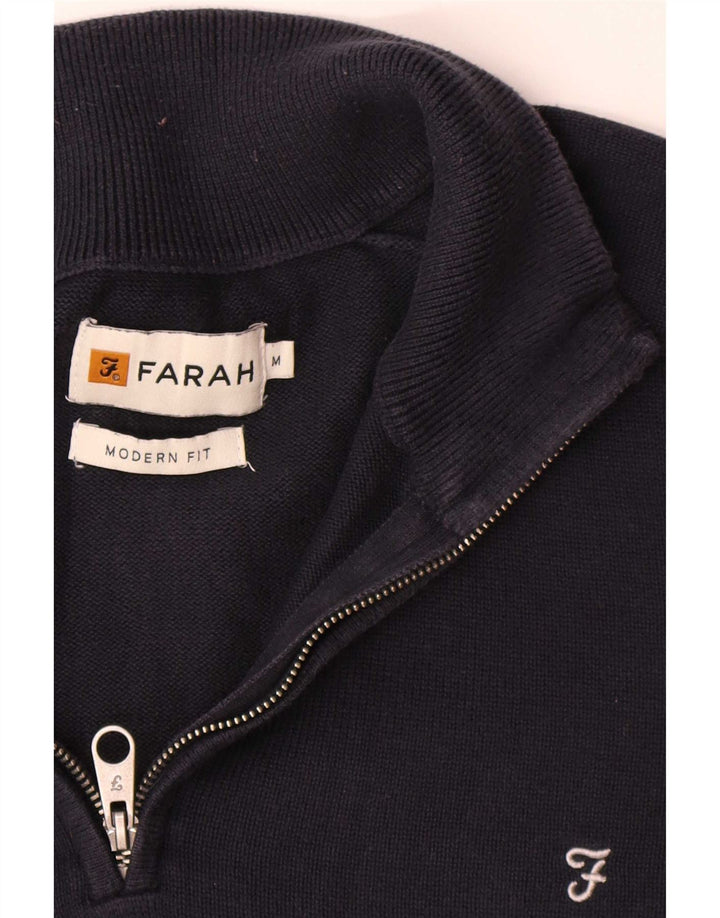 Farah Maglione da uomo con vestibilità moderna e collo con zip, cotone medio blu navy