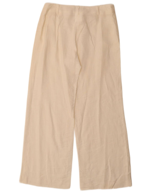 Pantaloni da abito vintage da donna a vita alta UK 14 grandi W30 L30 bianco sporco