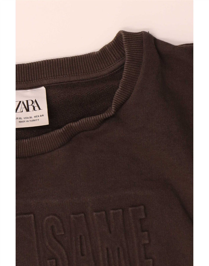 Felpa grafica da uomo Zara maglione XL cotone marrone