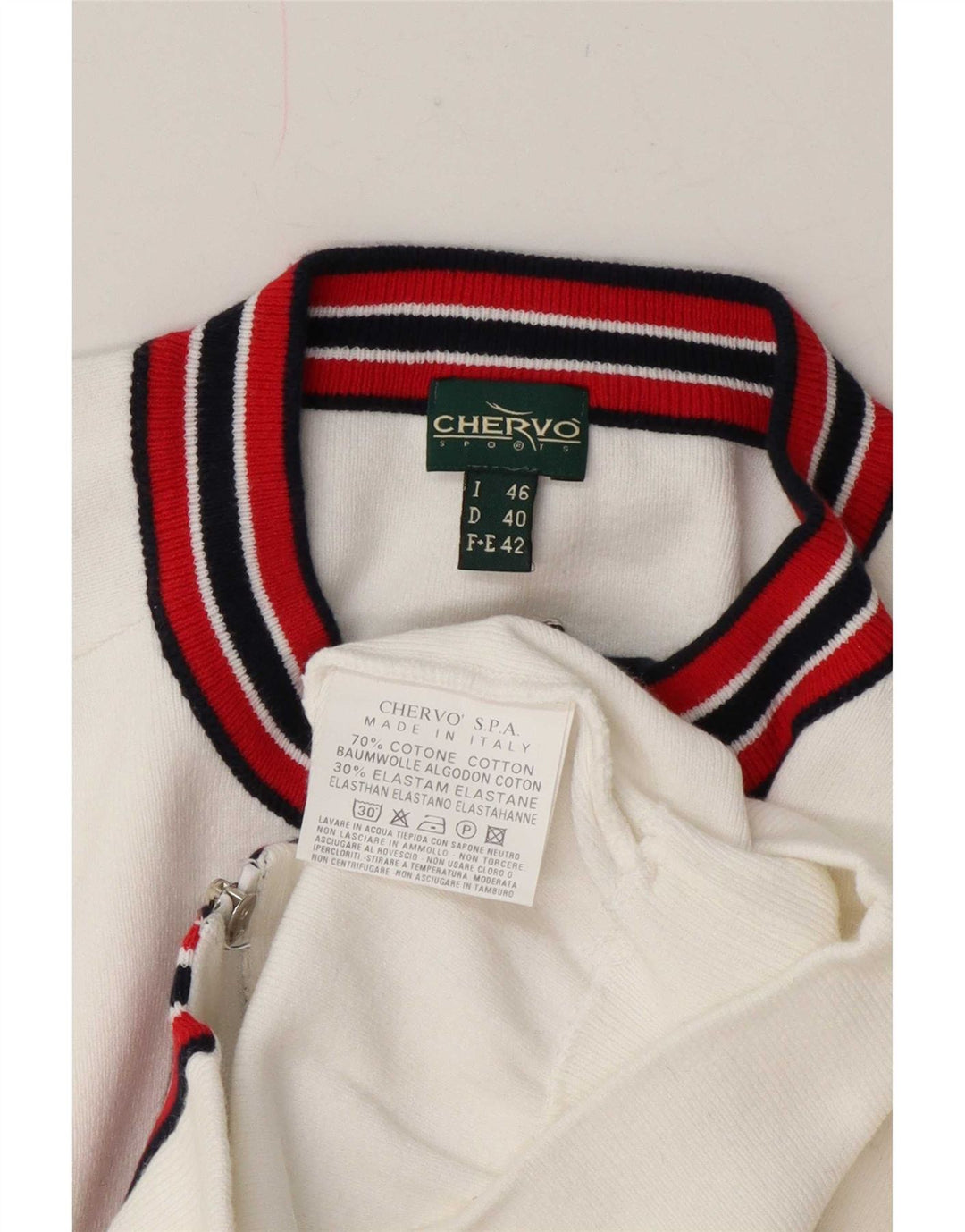 Maglione cardigan con zip intera Chervo da donna IT 46 Large White Colourblock