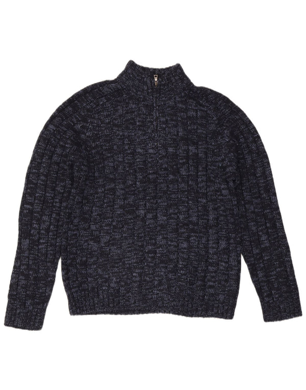 Maglione da uomo Marks & Spencer con zip e collo XL in acrilico screziato blu navy