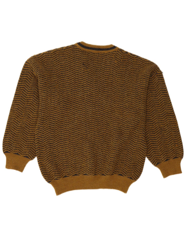 Maglione vintage da uomo ampio con scollo a V, piccolo Chevron marrone