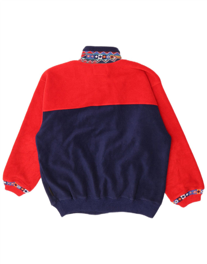 Silvy - Maglione in pile da uomo con zip e collo, grande, in poliestere geometrico rosso