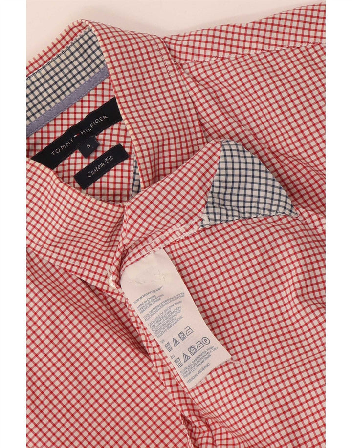Camicia su misura da uomo Tommy Hilfiger piccola in cotone a quadretti rossi