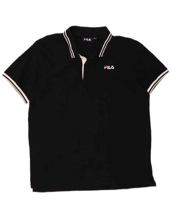 Polo da uomo Fila XL in cotone a righe nere