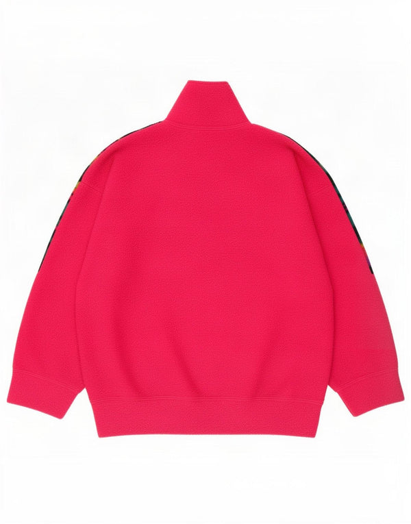 Vintage Girls Zip Neck Fleece Jumper 11-12 Years Pink Geometric