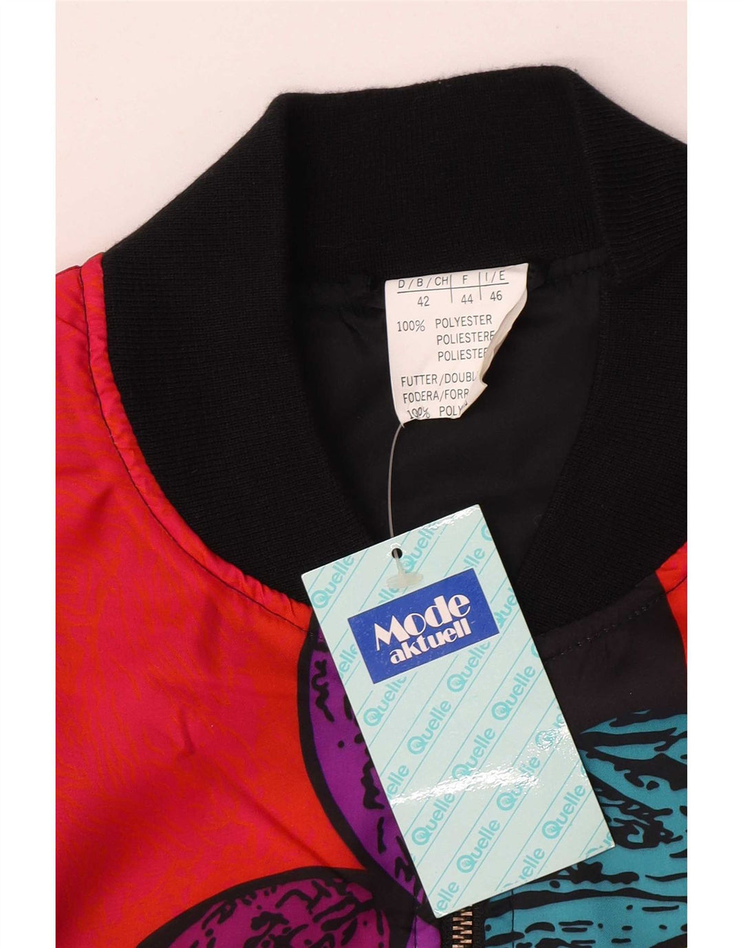Bomber vintage da donna con motivo astratto IT 46 grande multicolore