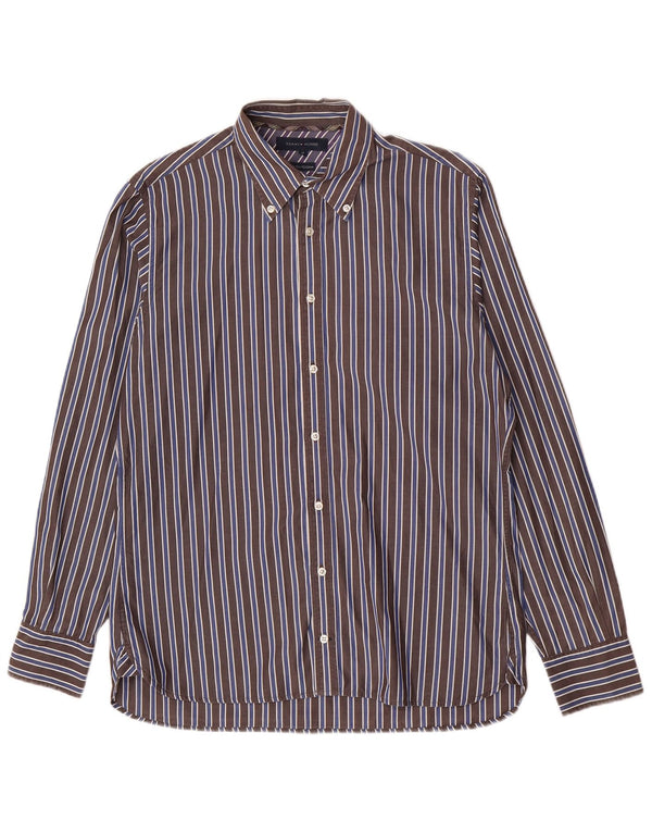 Camicia da uomo Tommy Hilfiger in cotone a righe marrone medio
