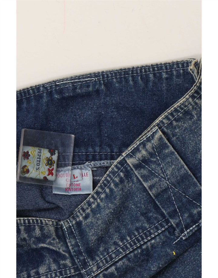 Gonna in denim da donna di Pepito grande W32 in cotone floreale blu