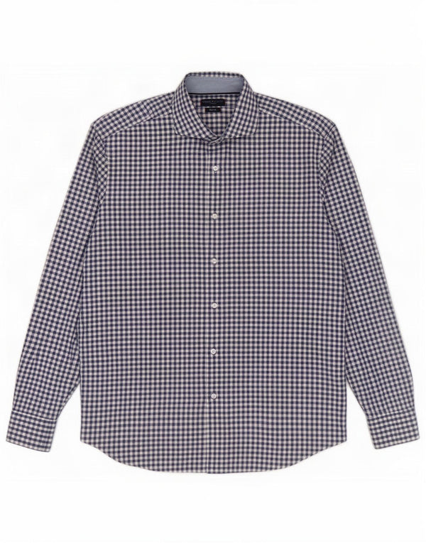 Tommy Hilfiger Camicia da uomo su misura in flanella Taglia 44 17 1/2 XL Blu navy