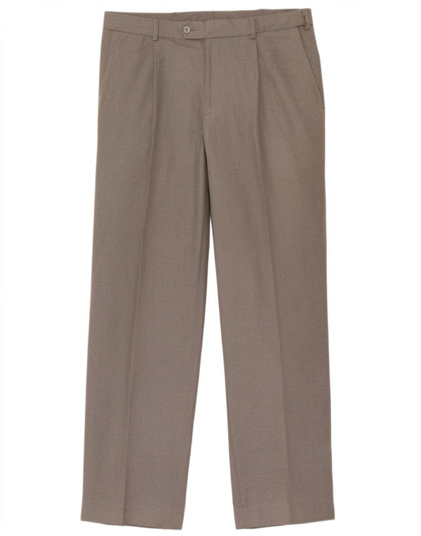 Pantaloni da abito con pegging da uomo Marks & Spencer W36 L31 poliestere grigio