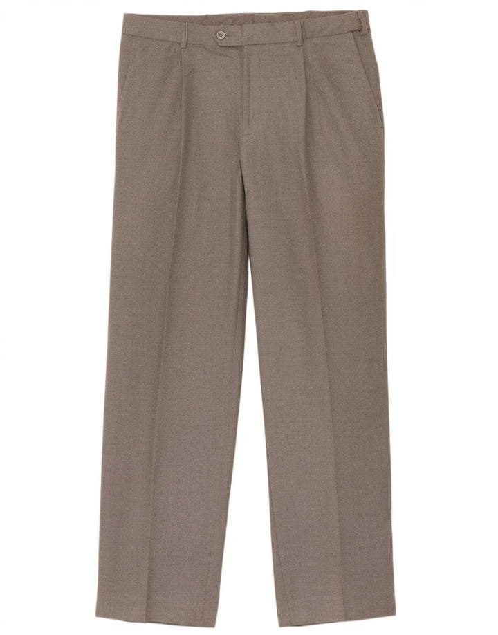Pantaloni da abito con pegging da uomo Marks & Spencer W36 L31 poliestere grigio