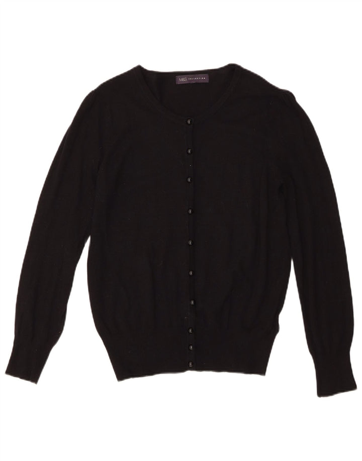 Maglione cardigan da donna Marks & Spencer UK 10 piccolo viscosa nera