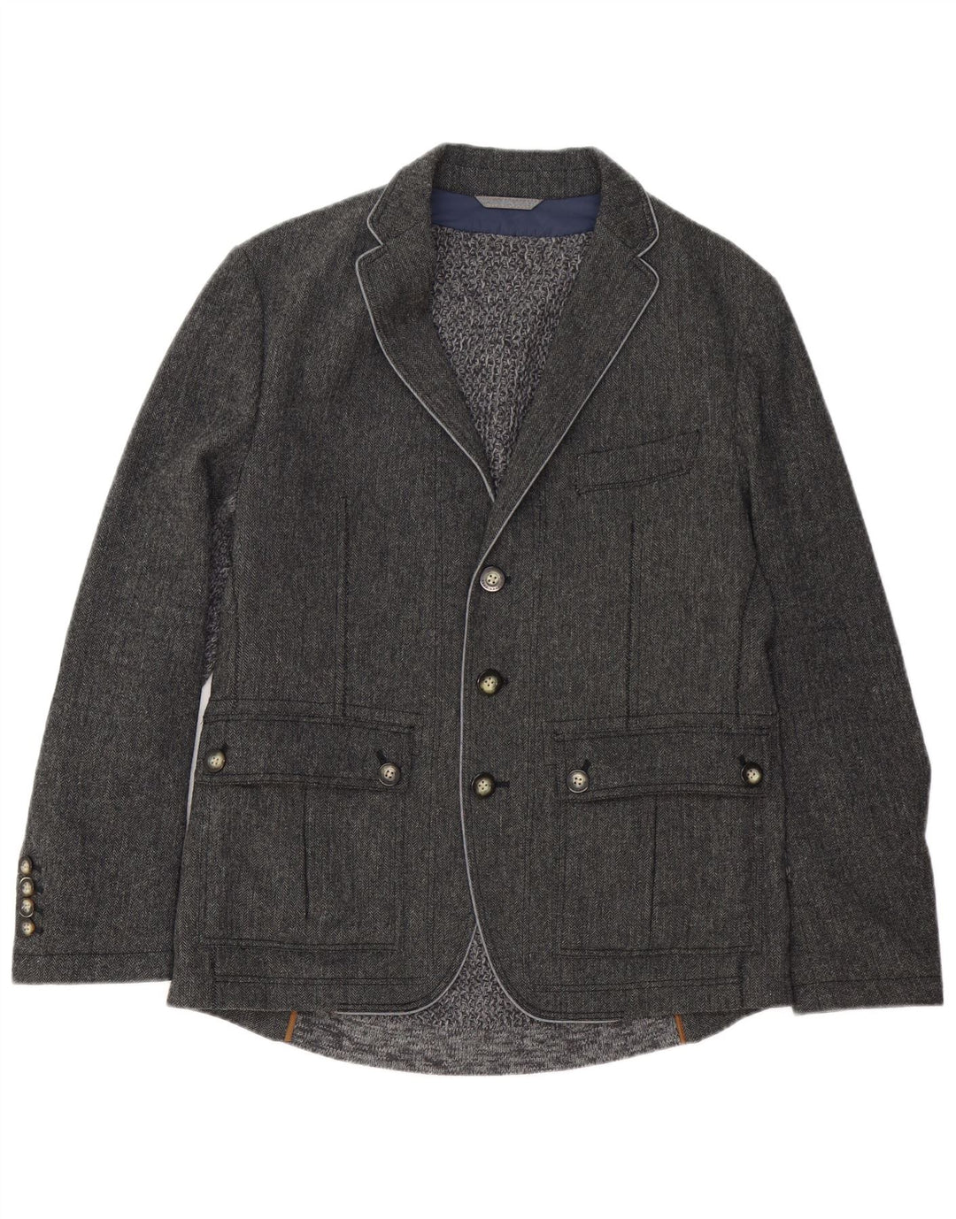 Giacca blazer da uomo a 3 bottoni HUGO BOSS EU 50 Large Grey Herringbone