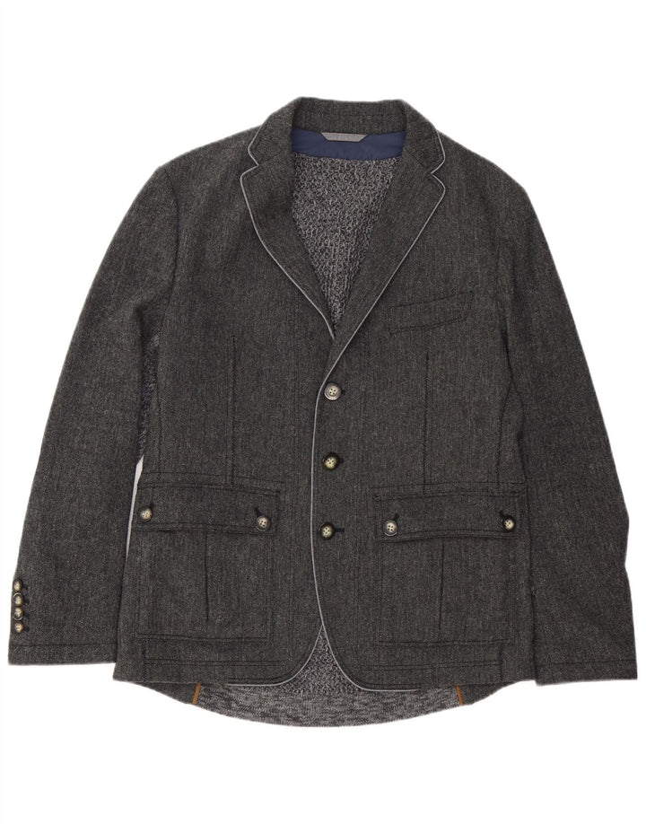 Giacca blazer da uomo a 3 bottoni HUGO BOSS EU 50 Large Grey Herringbone