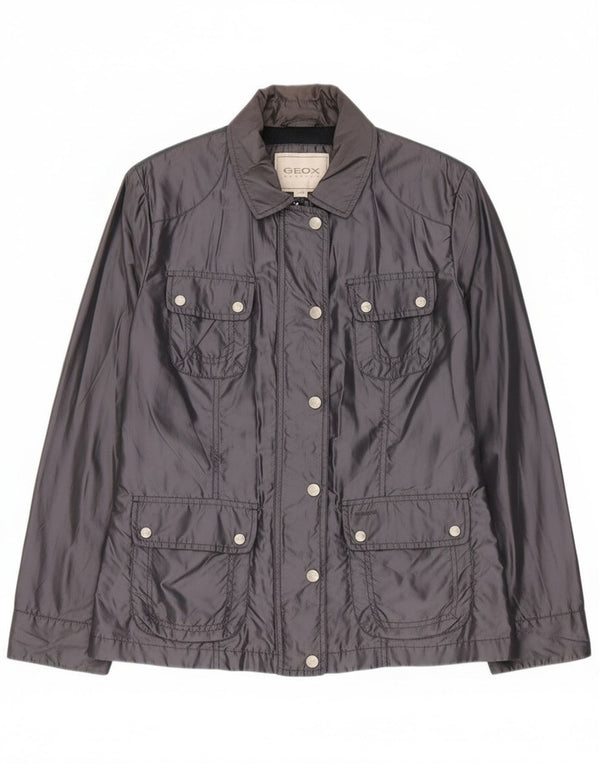 Geox Giacca Utility Oversize da Donna UK 10 Small Blu Navy in poliammide