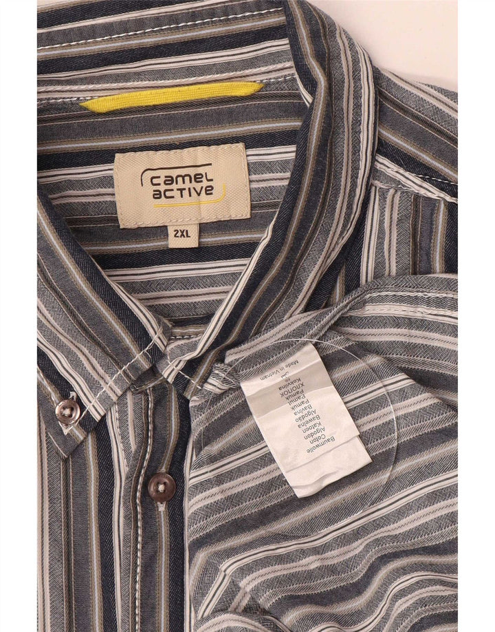 Camicia da uomo Camel Active 2XL cotone a righe blu