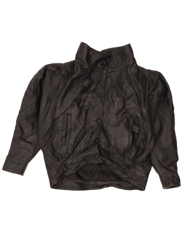 Giacca in pelle oversize da donna VINTAGE UK 14 media nera