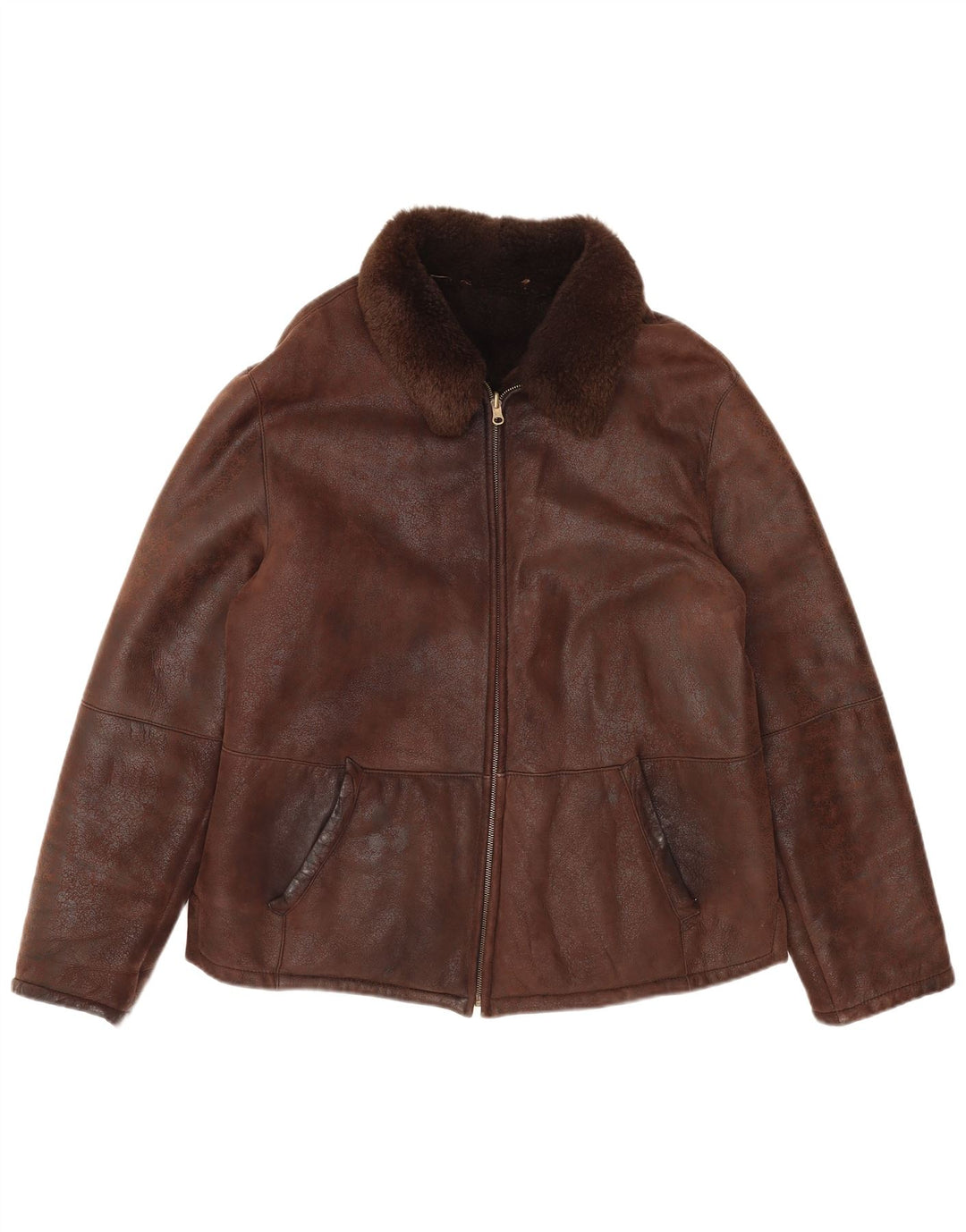 Giubbotto Shearling da uomo VINTAGE IT 50 Large in pelle marrone