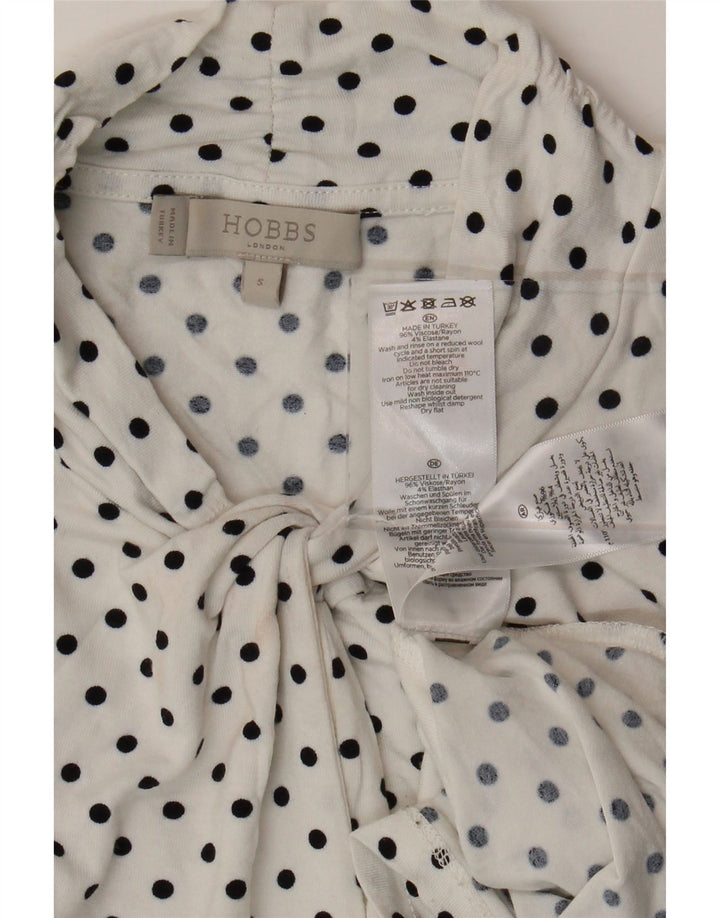 HOBBS Camicetta da donna con maniche a 3/4 e allacciatura frontale UK 10 Piccoli pois bianchi