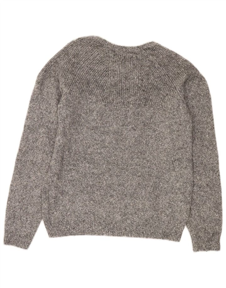 Maglione Zara da uomo con scollo a barca in lana screziata grigio medio