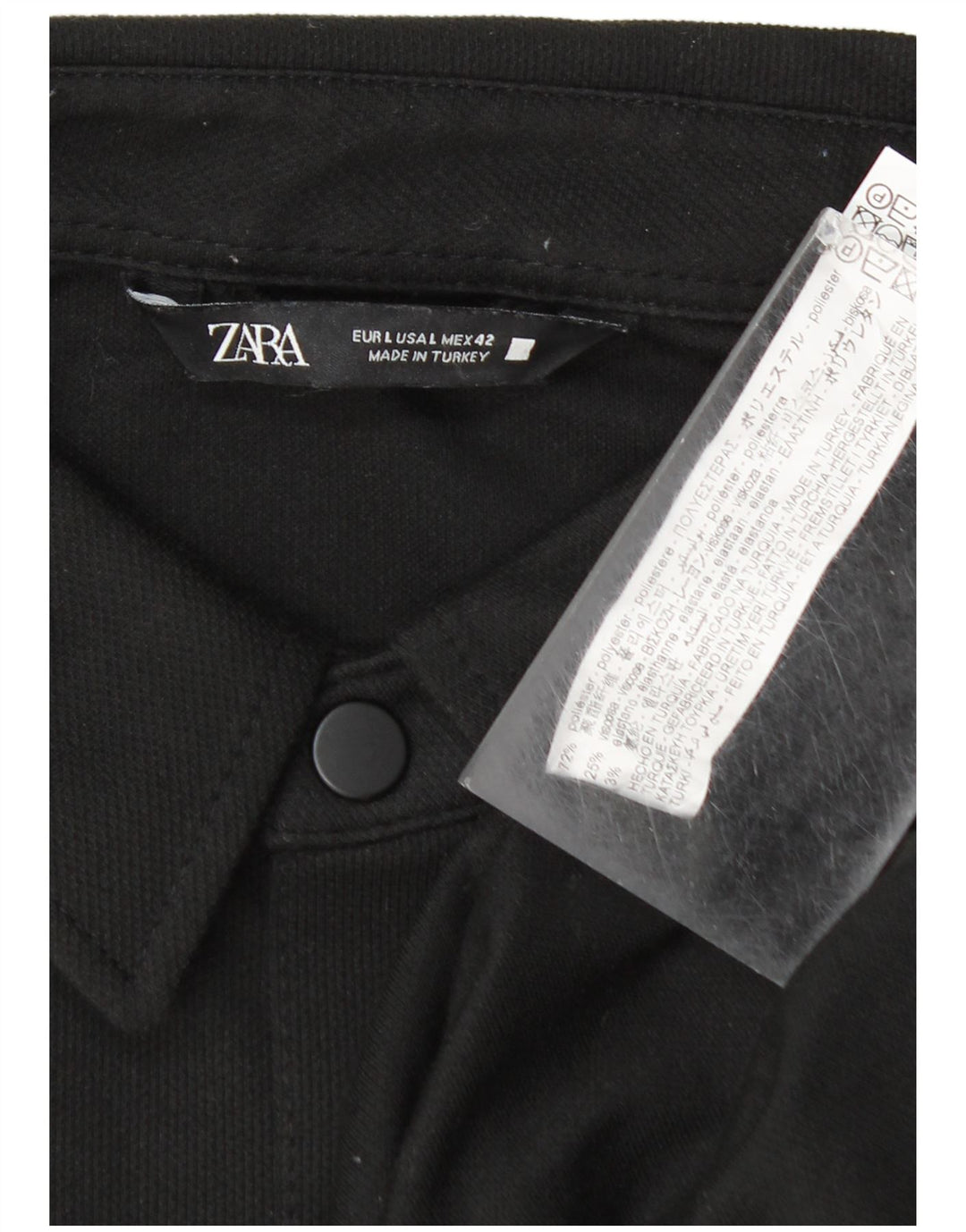 Camicia overshirt da uomo Zara grande in poliestere nero