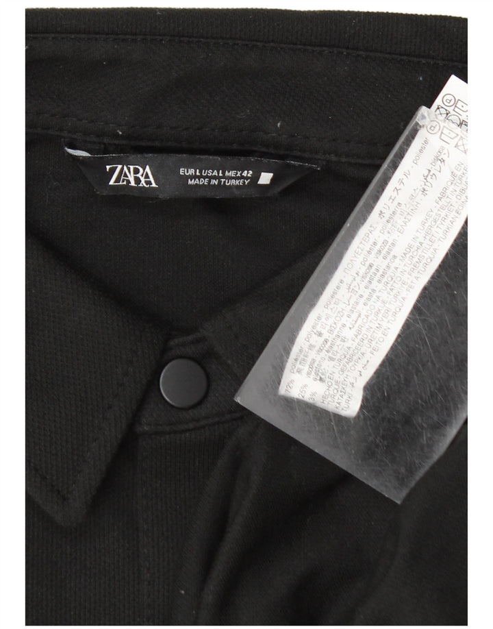 Camicia overshirt da uomo Zara grande in poliestere nero
